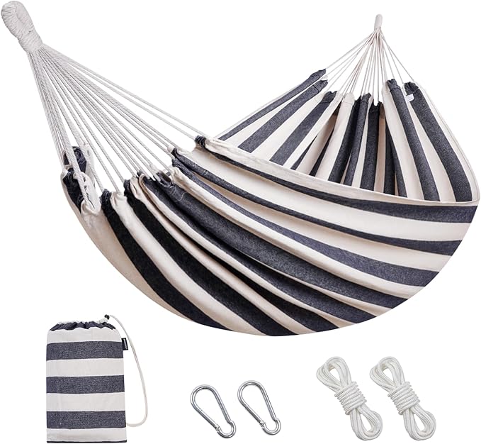 INNO STAGE Brazilian Hammock with Tree Straps - Cotton Hammocks Portable Hammock with Carry Bag for Backyard Porch Outdoor and Indoor Use