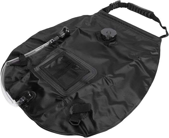 Fdit Solar Shower Bag Portable Solar Heating Camping Shower Bag for Outdoor Hiking Beach 20L Capacity PVC Material