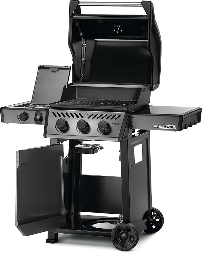 Napoleon Freestyle 365 Propane Gas Outdoor Grill with Range Side Burner Graphite Grey – 4-Burner BBQ for Versatile Cooking