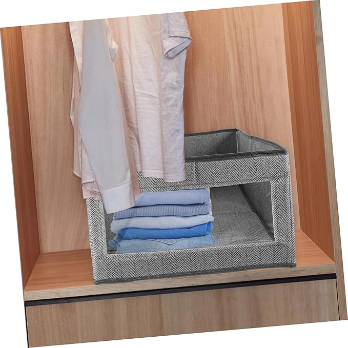 2pcs Foldable Bins Woven Storage Boxes Open Closet Organizer Clothes Storage Case Window Easy to Move Bedroom Containers