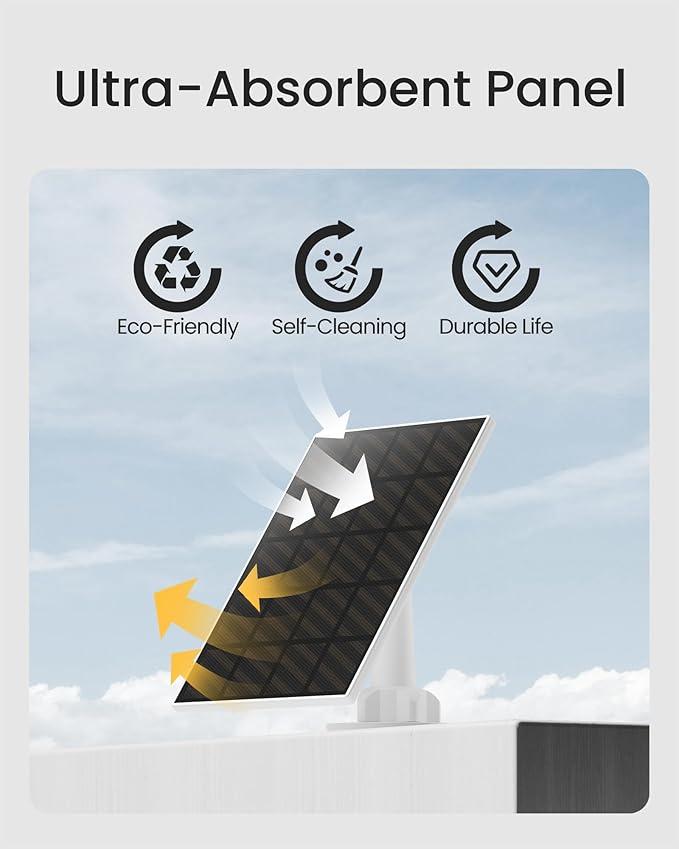 youkey 3W Solar Panel for youkey S320 Outdoor Battery Cameras Type-C Cable IP65 Waterproof 360° Adjustable Bracket 9.8ft Cable Monocrystalline Silicon Solar Panel