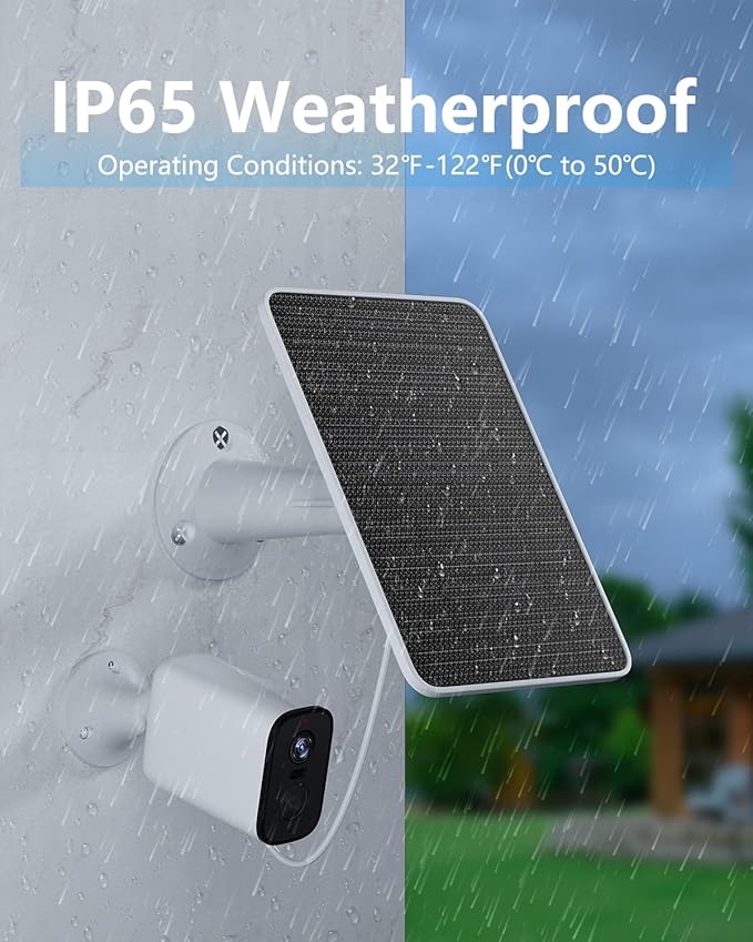 Solar Panel for Security Camera 5W Solar Panel Charger Compatible with Eufycam 3/3C/2/2 Pro/2C/2C Pro/E/E20/E40/L20/L40/Solo/SoloCam Spotlight Micro USB&ampUSB-C Port IP65 Waterproof 10ft Cable 2
