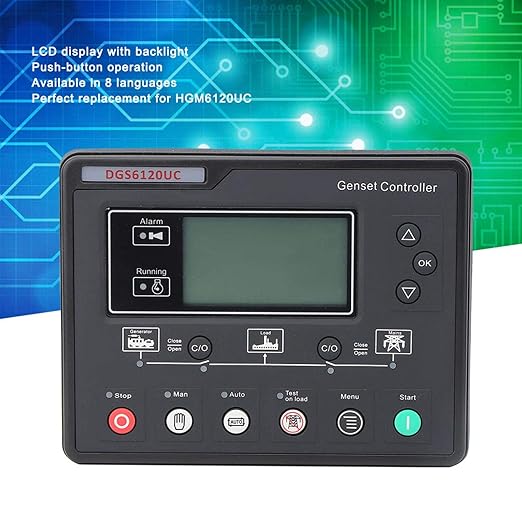 Oumefar Genset Controller Module DGS6120UC LCD Display Generator Automatic Controller Generator Set Parameters Monitoring Control Panel Automatic Engine Control Module for HGM6120UC