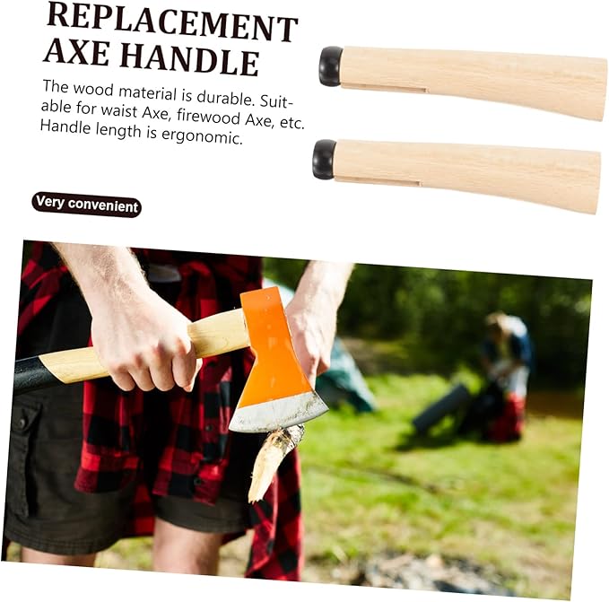 GALPADA 2set Wooden Replacement Handle for Hatchets Ergonomic Smooth Finish for Wood Splitting Camping for Efficient Firewood Chopping