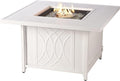 Oakland Living Square 42 in. x 42 in. Aluminum Propane Fire Pit Table with Glass Beads Two Covers Lid 57000 BTUs in White Finish