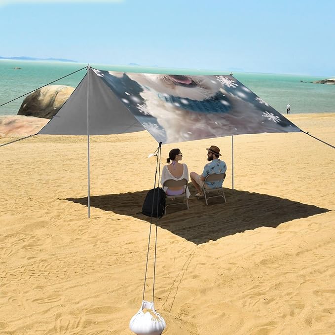 ALAZA Cute Dog with Snowflakes Beach Tent Sun Shelter Portable Canopy Sunshade for Outdoor Camping Picnics Backyard Fun 10x9 ft
