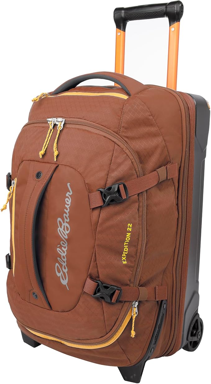 Eddie Bauer Expedition Rolling Duffel Bag with Wheels | Travel | Carry-On | Luggage | Rugged | Durable - Rust 22