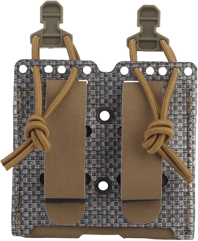 Tactical Double Elastic Mag Pouch - 9mm/40 MOLLE Waist Belt Bag for Flashlight &amp Tool Holster Hunting Airsoft Shooting Gear