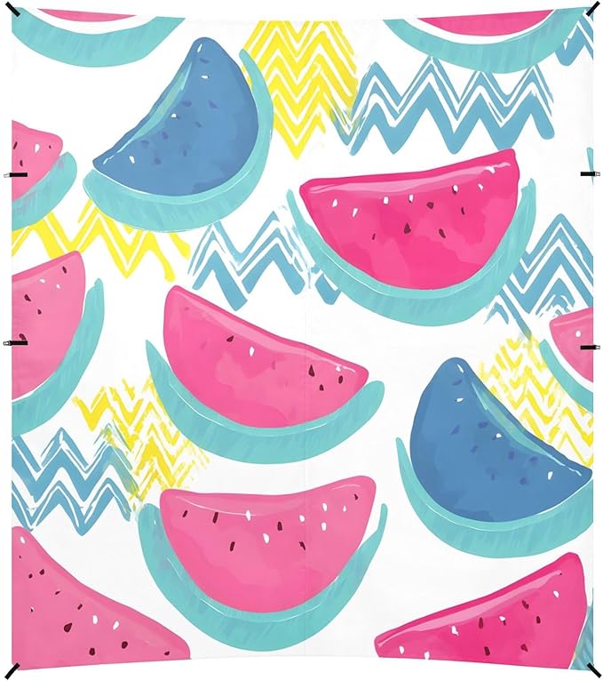 ALAZA Pink Blue Watermelon Pattern Beach Tent Sun Shelter Portable Canopy Sunshade for Outdoor Camping Picnics Backyard Fun 10x9 ft