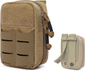 Tactical Molle Pouch Compact EDC Tool Pouch Bag Outdoor Men's Utility Waist Pack 2 Zipper Flip-Open(Khaki)