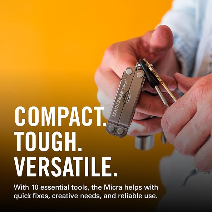LEATHERMAN Micra Keychain Multi-tool with Grooming Tools Mini Pocketknife for Everyday Carry (EDC) Hobbies &amp Outdoors Built in the USA Stainless Steel