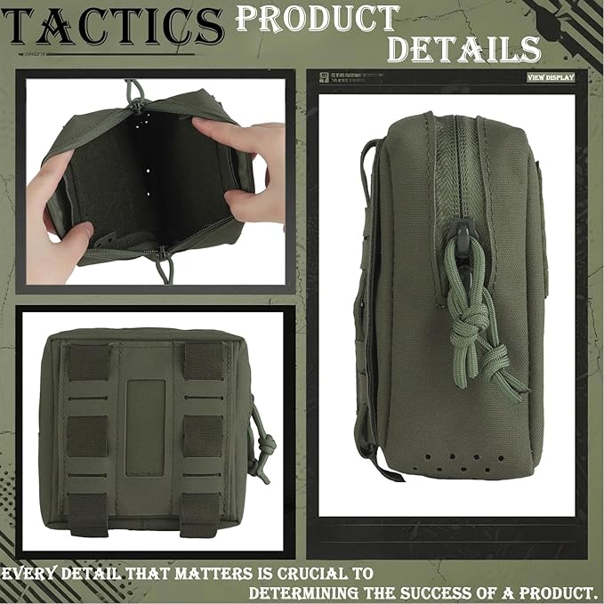 Tactical Molle Admin Pouch Multifunctional Outdoor Sports and Leisure Waist Bag Small GP General Purpose Pouches with Loop Panel for Vest Gun Belts Backpack Etc
