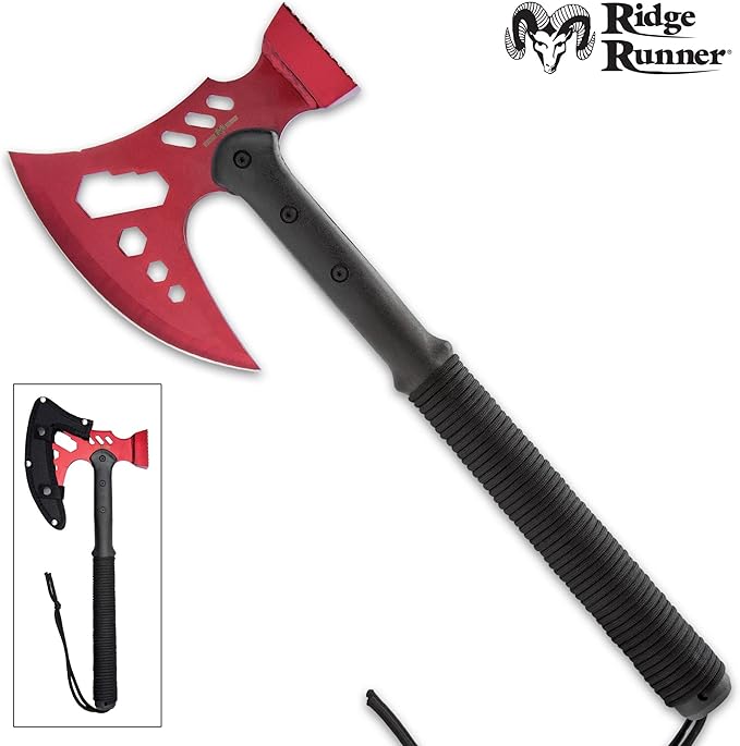 Ridge Runner Tactical Multi-Tool Hammer and Axe with Sheath (Red)