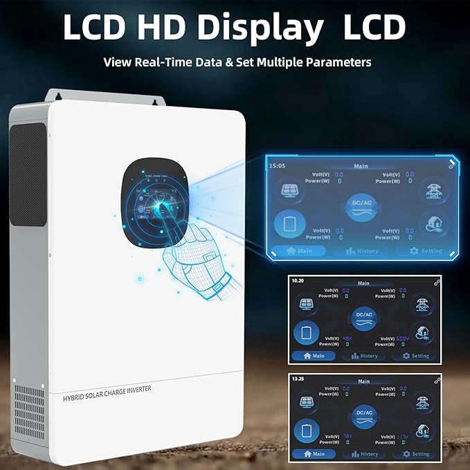 POWLAND 10000W Grid-Tied Hybrid Solar Inverter with WiFi | Battery-Free Design | 48V DC to 120V/240V AC Split Phase | Built-in 250A MPPT | Works with 48V LiFePO4/Lead Acid Batteries UL1741