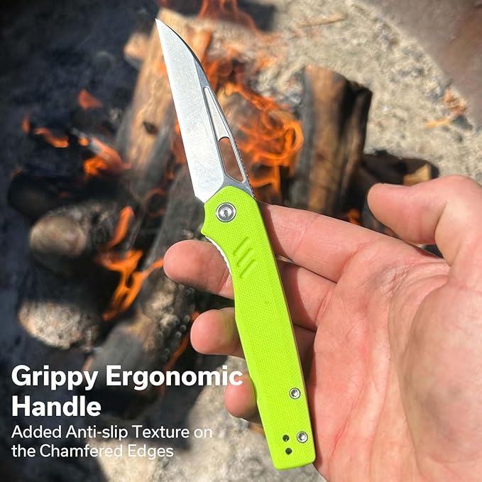 CIVIVI Guile Pocket Knife Folding Knife for EDC 3.25 Swedish 14C28N Blade G10 Handle with Reversible Deep-Carry Clip C24062B-2 (Fluorescent Green)