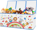 decalsweet Kids Toy Box Storage Chest Collapsible Storage Bin with Lids Handles for Boys Girls Toddler Large Kids Toy Organizer Box for Kidsroom Bedroom Playroom Nursery37.7x12.5x15.7