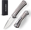 Small EDC Pocket Knife for Men &amp Women - 3 Drop Point D2 Blade Titanium Handle with Button Lock &amp Pocket Clip | Small Slim Cool Folding Knife for Daily Carry Camping Hiking &amp Outdoor Us