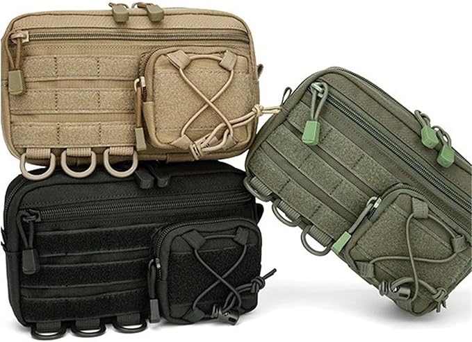 Tactical Molle Horizontal Admin Pouch with Front Drawstring Pocket Modular Pouch Utility Organizer Bag Outdoor Waist Bag