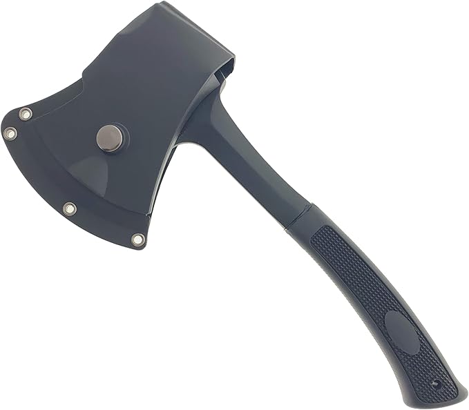 Otakumod 11 Tactical Ranger Axe. Hatchet. Stainless Steel Blade with Hard Cover. for Outdoor Camping - Hiking to Cut Branches Make Fire. EDC Tasks (Black)