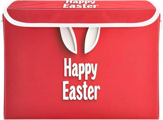 Doodle Happy Easter Pattern Foldable Storage Baskets Fabric Boxes with Handle Organizers with Flip-Top Lids Storage Bins for Home Bedroom Office