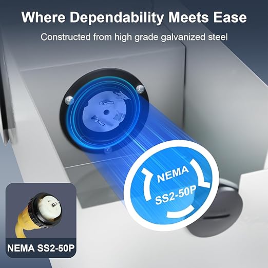 50 Amp Generator Inlet Box NEMA SS2-50P Power Inlet Box for 3R 3 Prong Generator Cord 120/240V 12000W Weatherproof Outdoor Generator Receptacle Use for Emergency Ready