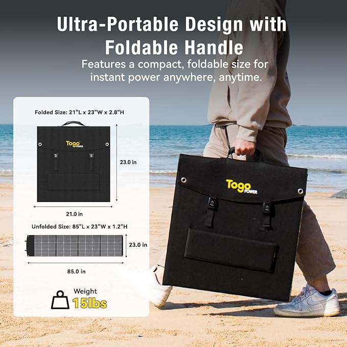 200W Portable Solar Panel Foldable 200W Solar Panel Kit with XT60/DC7909/Anderson Cable &amp USB-C PD 60W 23.5% High-Efficiency Monocrystalline Solar Charger for Power Station RV Camping IP65