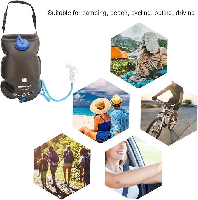 Outdoor Shower Bag Food Grade TPU Drinking Water Storage Portable Bath Bag Camping Travel Hiking 5L