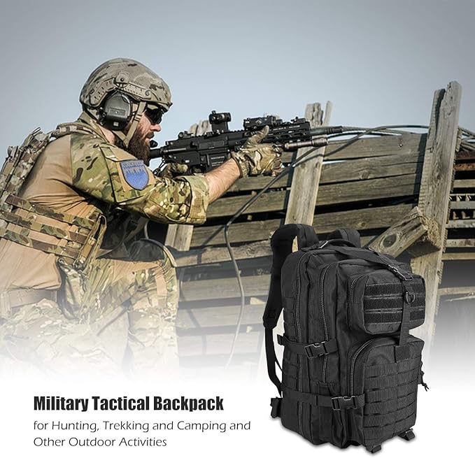 ProCase Tactical Backpack 42L Large Rucksack 3 Day Outdoor Military Army Assault Pack Go Bag Backpacks -Black