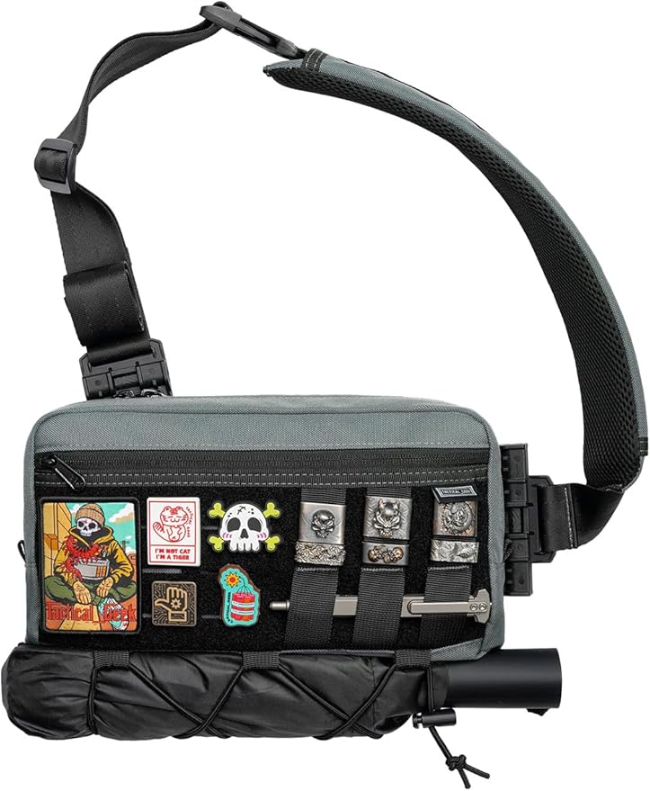 TACTICAL_GEEK Crossbody Shoulder Bag Multipurpose Daypack Chest Backpack Casual Sling Bag for Men &amp Women (L3C-Grey)