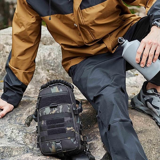 Small Sling Bag for Men Tactical Chest Shoulder Backpack MOLLE EDC Fanny Crossbody Pack toolbag