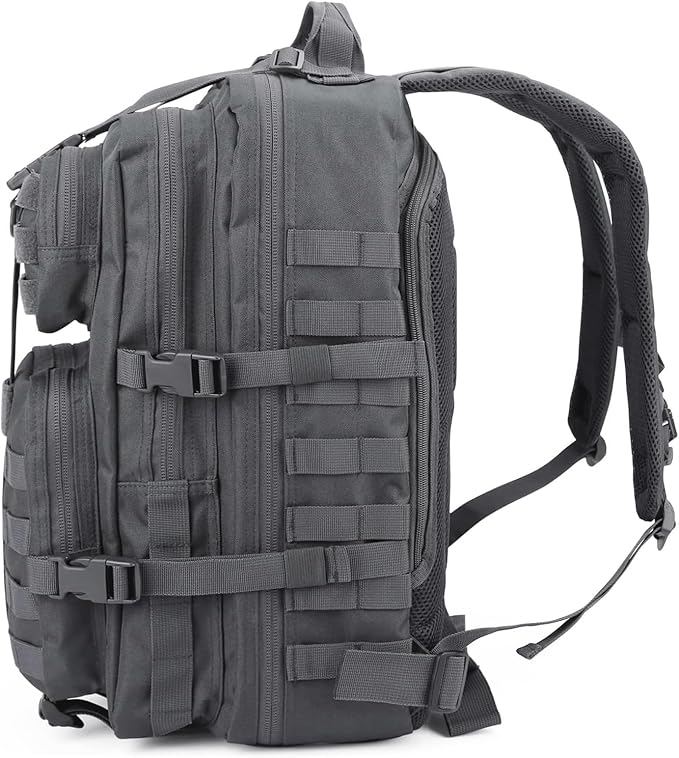 Military Tactical Backpack Large Army 3 Day Assault Pack Molle Bag Backpacks (ACU Camo) (Gray)
