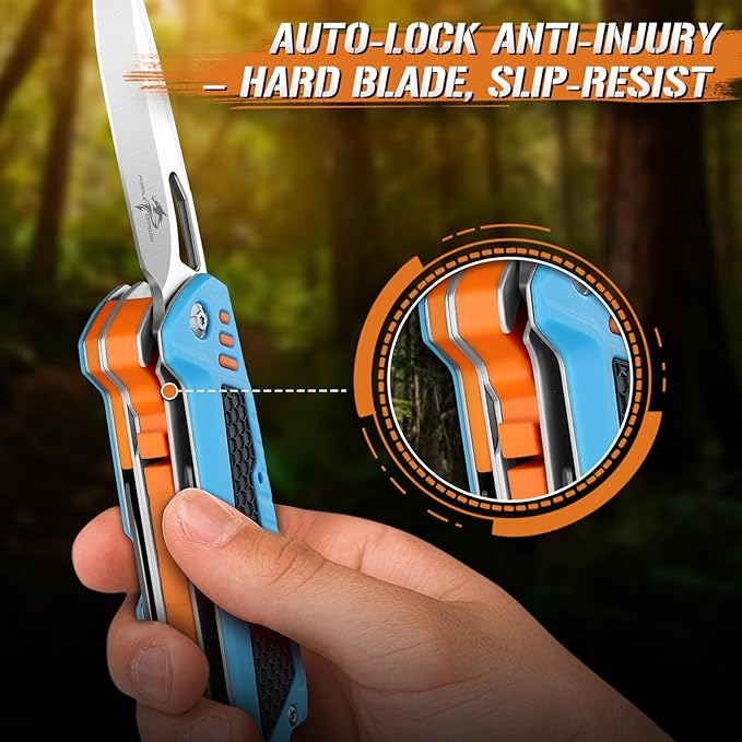Purple Dragon Multitool13-in-1 Pocket Knife with SheathPerfect for Camping Hiking &amp Outdoor Use Gift for Men Dad Husband– Blue