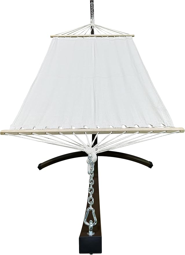 12Ft. Powder Coated Galvanized Steel Arc Hammock Stand w/Single Person Beige Bed. New Indoor/Outdoor Design(Brown)