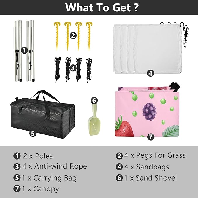 xigua Fruit Beach Tent Sun Shelter with Carrying Bag - Silver Coated Oxford Fabric Beach Canopy for Beach Camping Fishing - Includes Windproof Ropes Sandbags &amp Stakes
