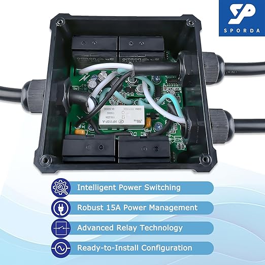 AC120V 15Amp Automatic Transfer Switch ATS Auto Transfer Switch with Core Wires and NEMA 5-15P