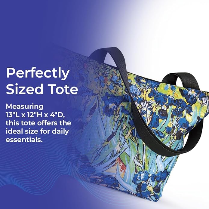 Iris Garden Tote Bag for Women Shoulder Bag with Top Zipper Closure Lightweight Reusable