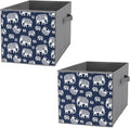 Foldable Cube Storage Organizer with Handles Navy Elephant Durable Collapsible Fabric Bin for Travel &amp Camping Portable Organizer for Gear &amp Supplies