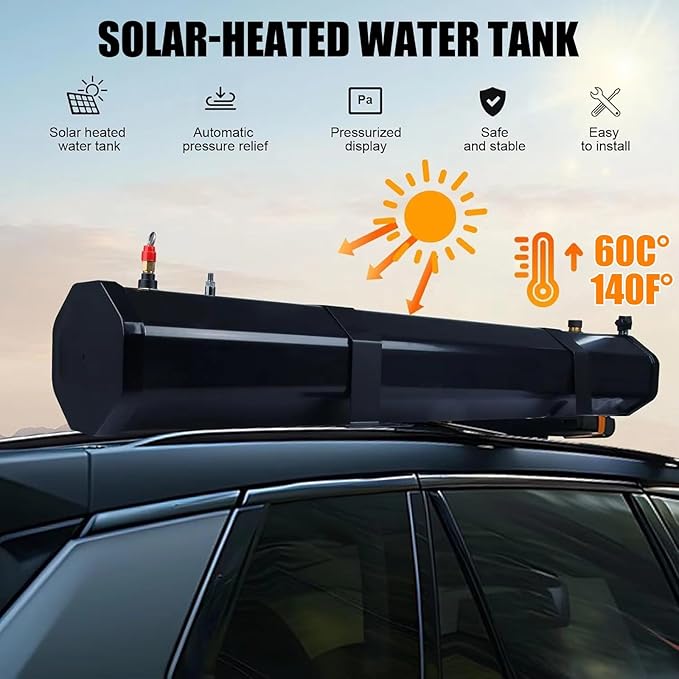 Pressurized Water Tank for Camping Shower - 5/5.3/8 Gallon Ideal for Water Storage in Trucks &amp Off Road Vehicles Heats Up to 140°F
