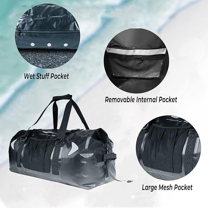 35L Heavy Duty Waterproof Dry Bag Backpack and 65L Waterproof Duffel Bag for Kayaking Rafting Boating Swimming Beach
