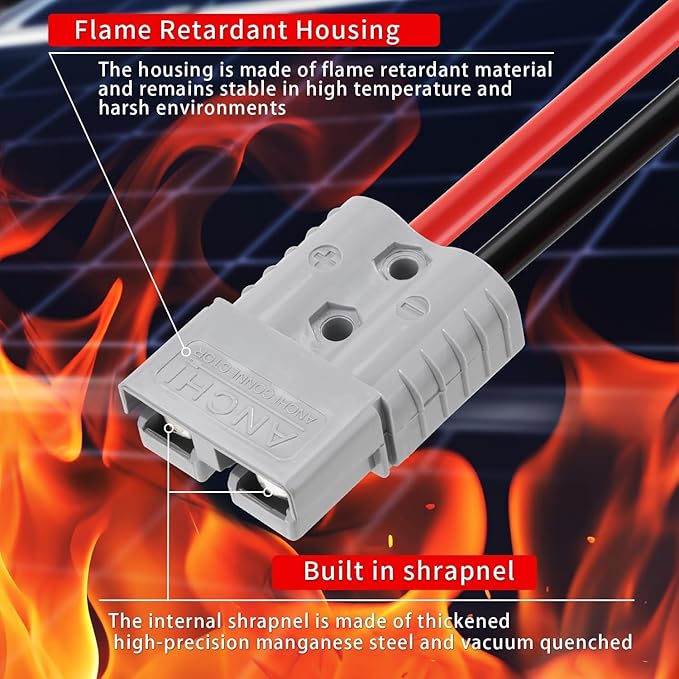 ELFCULB 6AWG Anderson 120A Connector Winch Power Cable Battery Quick Connect Jumper Cables for Forklift Car Motor Tractor(6FT)