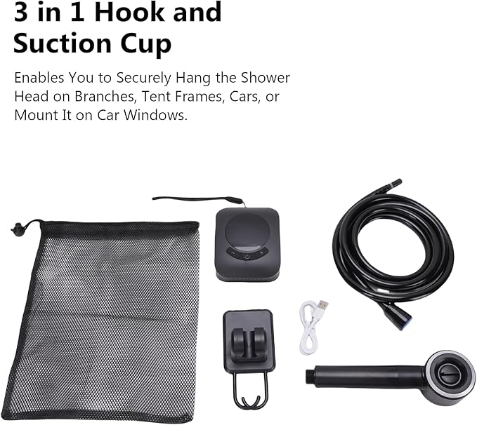 Portable Shower for Camping 8000mAh Rechargeable Camping Electric Shower with Intelligent Digital Display Outdoor Camp Pump Showerhead Nozzle for Hiking Travel Car Pet