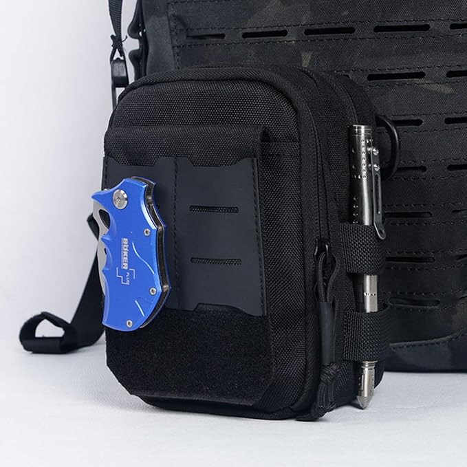 Multipurpose EDC Utility Gadget Pouch Molle Hip Waist Belt Bag Universal Cell Phone Holster Outdoor Wallet Nylon Case Camping Hiking Gear Tool Organizer (B)