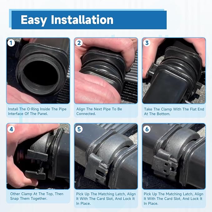 Solar Pool Heater Piping Clamps Compatible with Heliocol Sunstar SwimJoy Swimming Pool Solar Panels Replace#: HC-113（4 Pack）