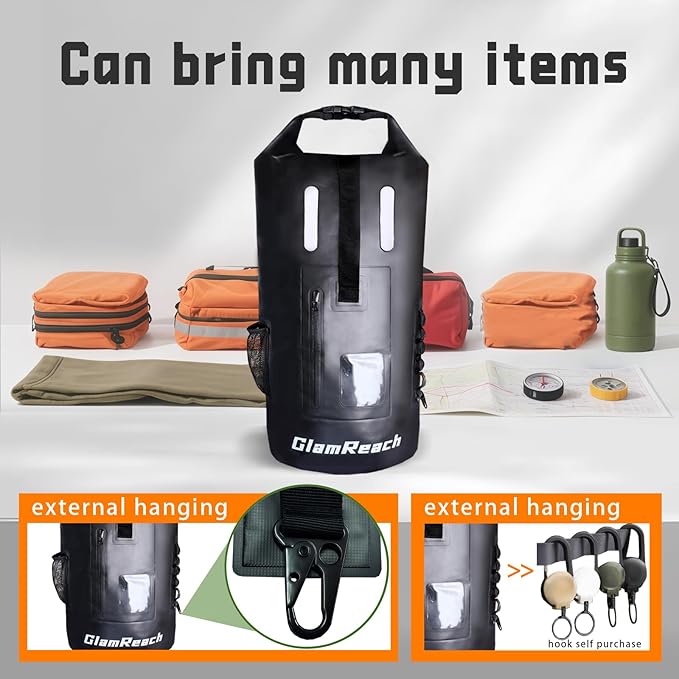 55L Dry Bag for Men - Heavy Duty Waterproof Backpack Large Roll Top Rip-Resistant Rucksack for Kayaking Camping Boating Hiking Fishing &amp Travel with 2L dry bag (Black55L)
