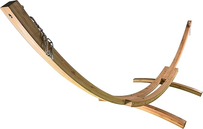 14 Ft. Wooden Arc Hammock Stand. 450 LB Capacity. Natural Stain Finish
