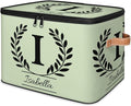 Custom Storage Bins with Lid Initial Name Personalized Storage Basket Boxes Eucalyptus Leaves Foldable Closet Organizer Cube Sage Green