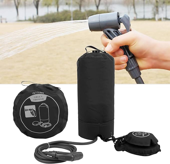 Outdoor 11L Shower Bag Set Camping Portable Bath Bag with Shower Head Tube Large Capacity Water Injection Design Pressure Shower System for Hiking Travel Beach Swimming