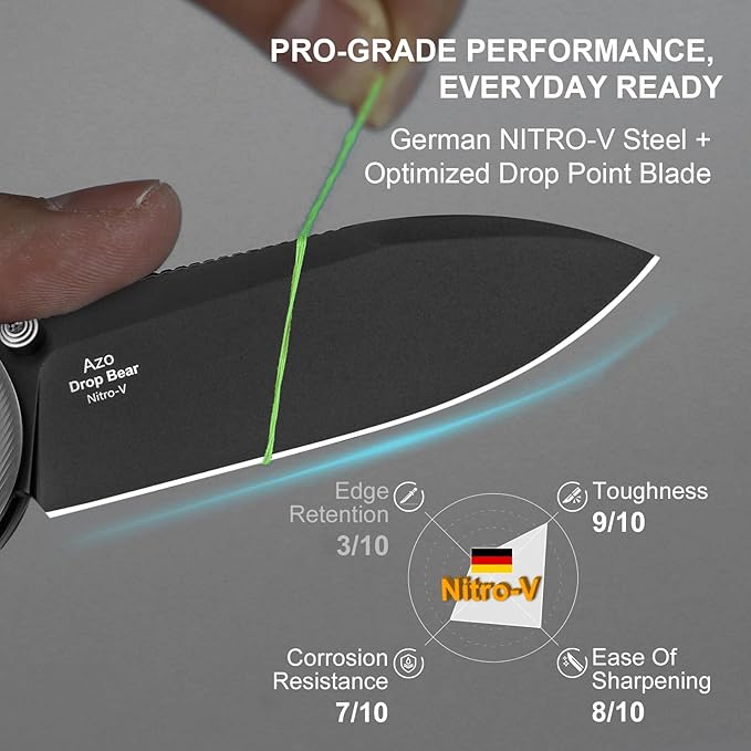 Kizer Drop Bear EDC Pocket Knife 2.97” Nitro-V Blade Acrylic Handle Folding Knife with Thumb Stud Opener Clutch Lock EDC Knives for Father Dad Gift V3619A11
