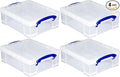 Really Useful Box 4 Pack Storage Bins Clear Plastic Stackable Organizing Totes 8.1 Liter