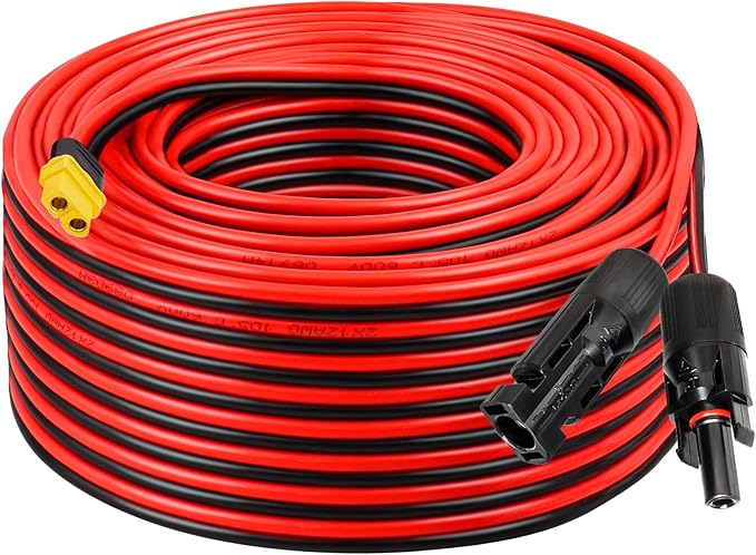 Solar to XT60 Charge Extension Cable 100FT 12AWG XT60 Solar Cable for Portable Power Station Battery Pack